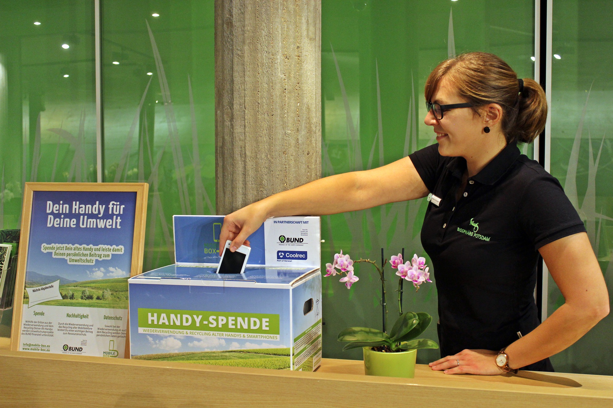 Handy spenden in der Biosphäre Potsdam